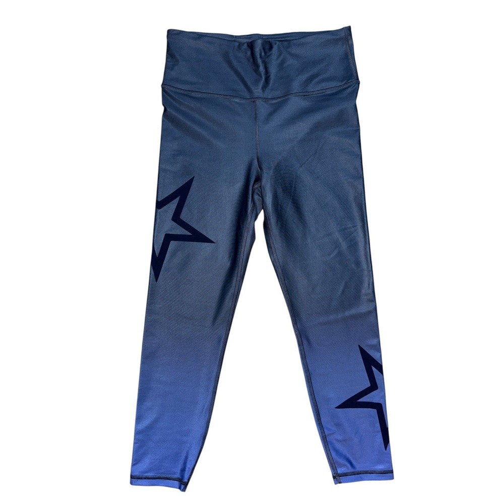 GapFit Blackout‎ Technology Blue Flocked Star Print Leggings Activewear